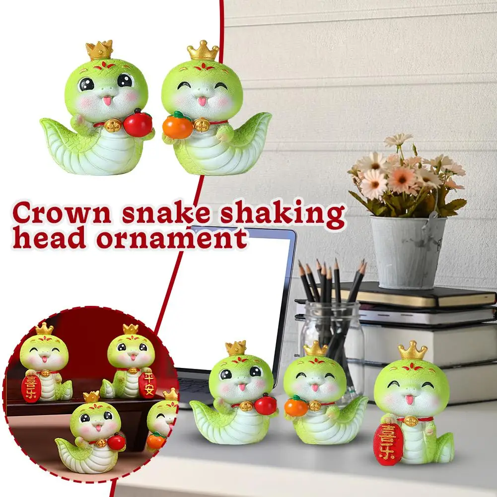 2025 New Snake Toy Crown Snake Bobblehead Trinket Office Decoration Mascot Desktop L1F8