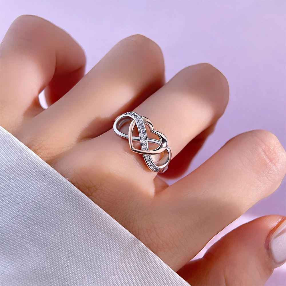 Women 925 Sterling Silver Eternal And Infinite Love Rings Jewelry Anniversary Birthday Fashion Gifts for Mother Wife Girls