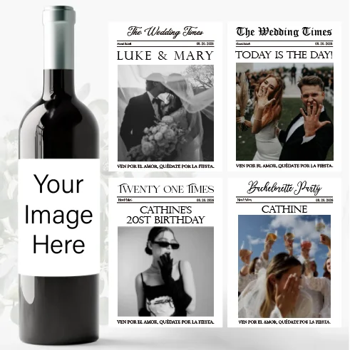 

Custom Wedding Wine Label Photo Birthday Bachelorette Party Decoration Bridal Shower Adhesive Personalized Name Text Print Suppl