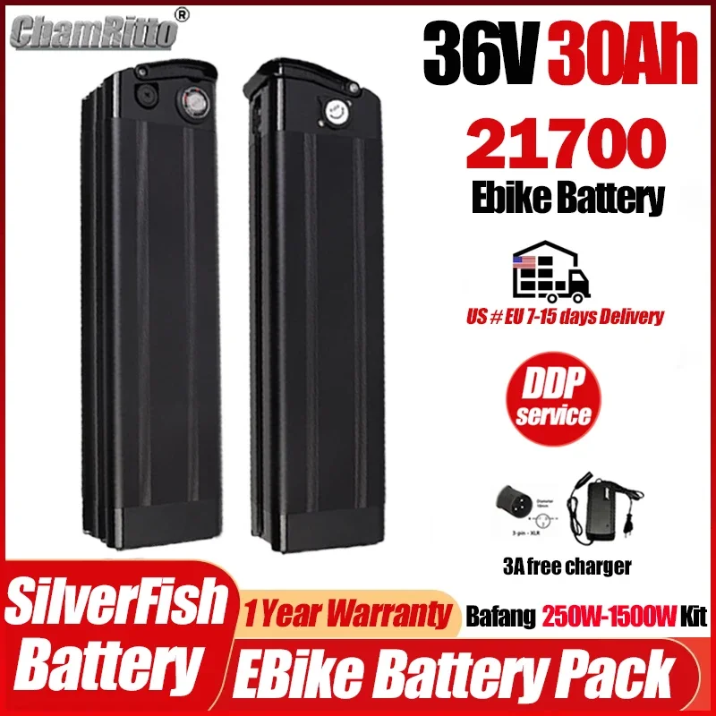 

36V E bike Batterie Bafang 500w 750w 1000w motor Electric bike Silverfish Battery 36v 30ah Electric bike 21700 lithium batterij