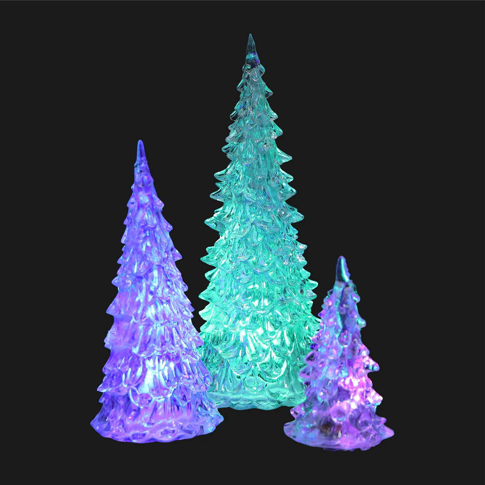 

3 Pcs Mini Child Christmas Lights Outdoor Xmas Table Centerpiece Clear Tree Acrylic