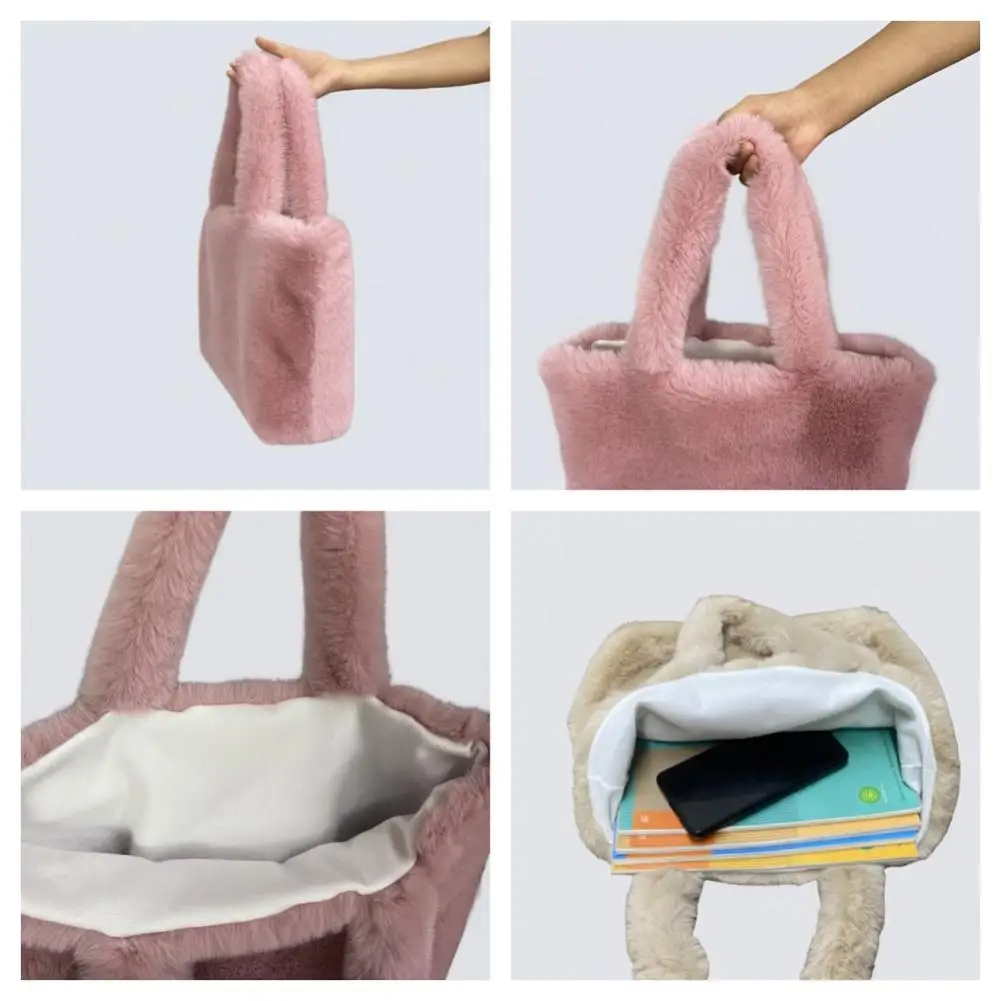 Winter Furry Tote Bag Soft Plush Shoulder Bag Large Capacity Handbag Casual Female Shopper Luxury Designer Women Travel Purse - view 5