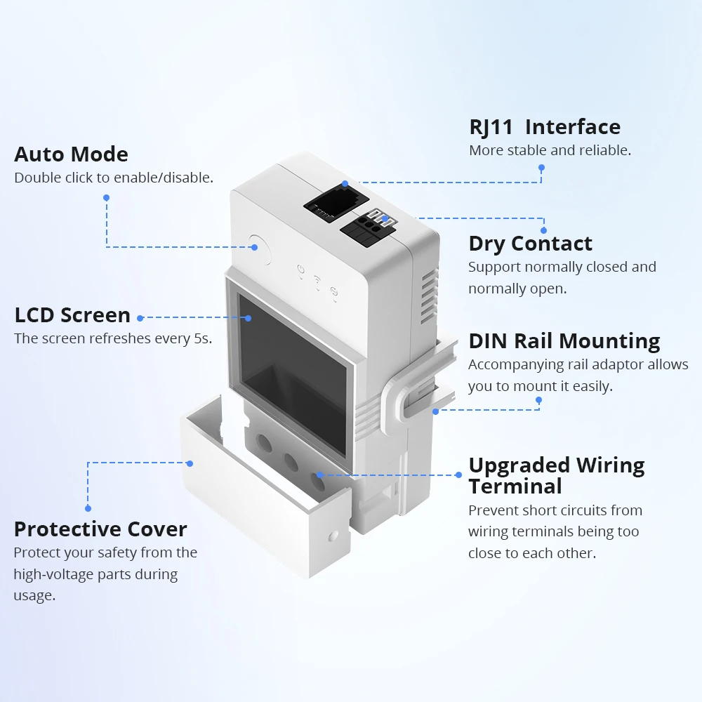 Interruptor Inteligente SONOFF TH Elite, WiFi, Temperatura Doméstica, Monitoramento de Umidade, Trabalhar com WTS01, THS01, MS01, Sensor RL560, 16A