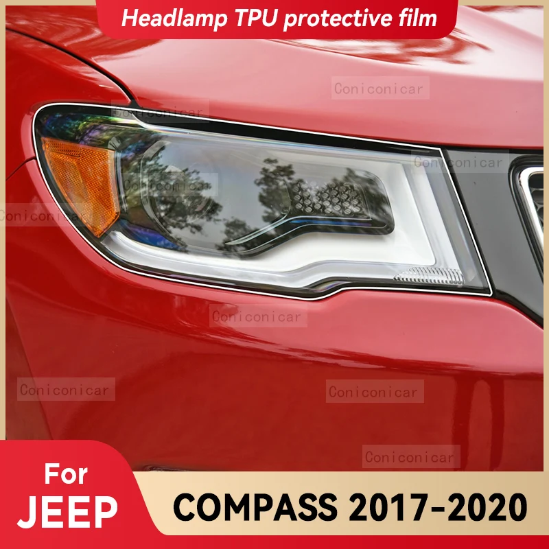 

For JEEP COMPASS 2017-2020 Car Headlight Transparent TPU Protective Cover Film Front Light Tint Change Color Sticker
