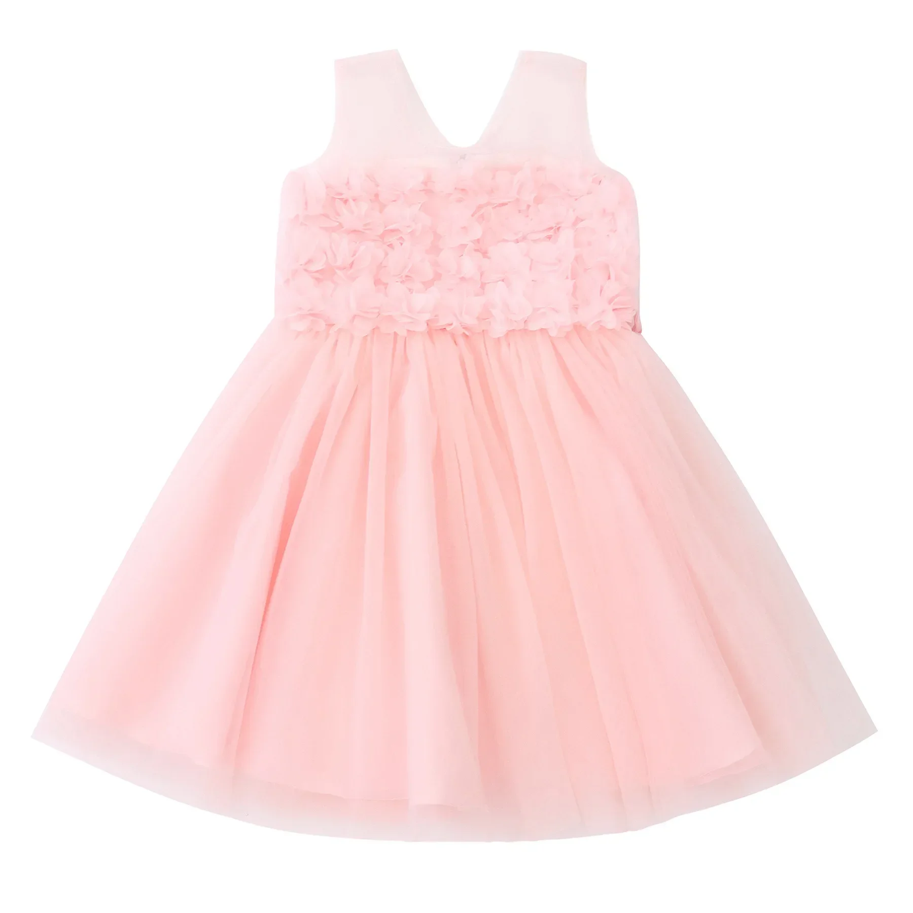 Kinder kleid 2024 Sommer neue koreanische Ausgabe Kinder kleidung Performance Rock Mädchen flauschige Gaze Prinzessin Kleid Sommer