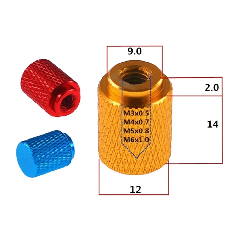 2/3pcs Colorful M3 M4 M5 M6 Aluminum Alloy Knurled Thumb Nuts Blind Hole Hand Tighten Adjustment Nut
