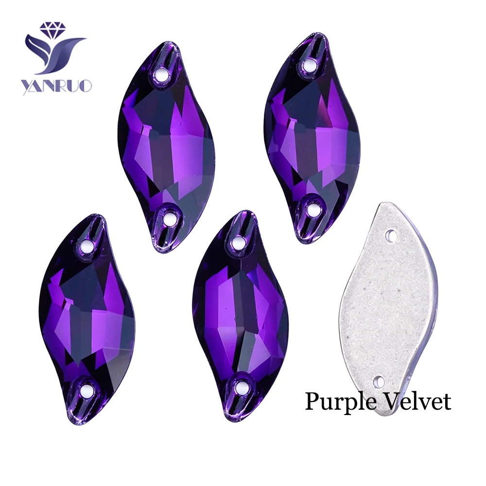 YANRUO 3254 Leaf All Color S Shape Sew On Strass Glass Crystal Flat Back Stones cucito Strass Applique per il vestito