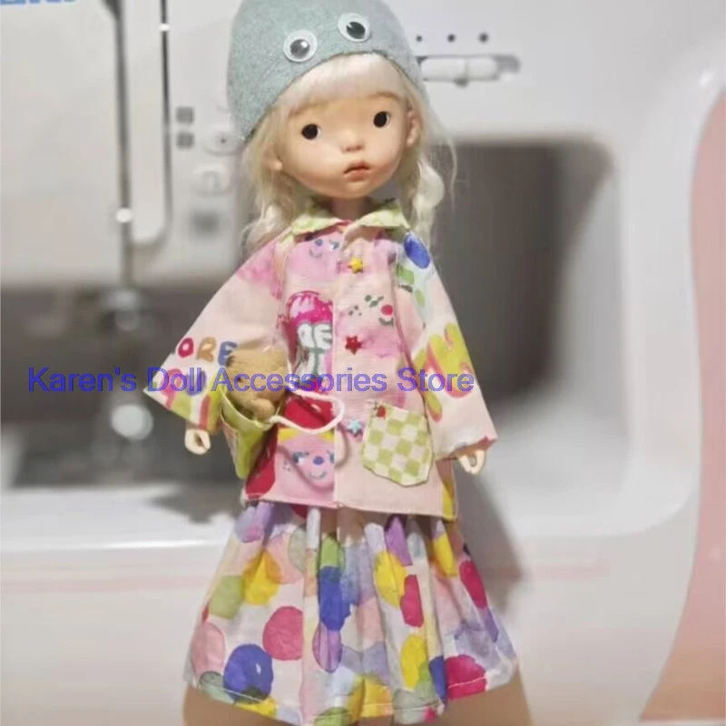 2pcs dopamine colorful Flower jacket+pants/skirt for landoudou/Blythe(Fit for Lulu,ymy24,Ob22,24,26,zone, Jenny)