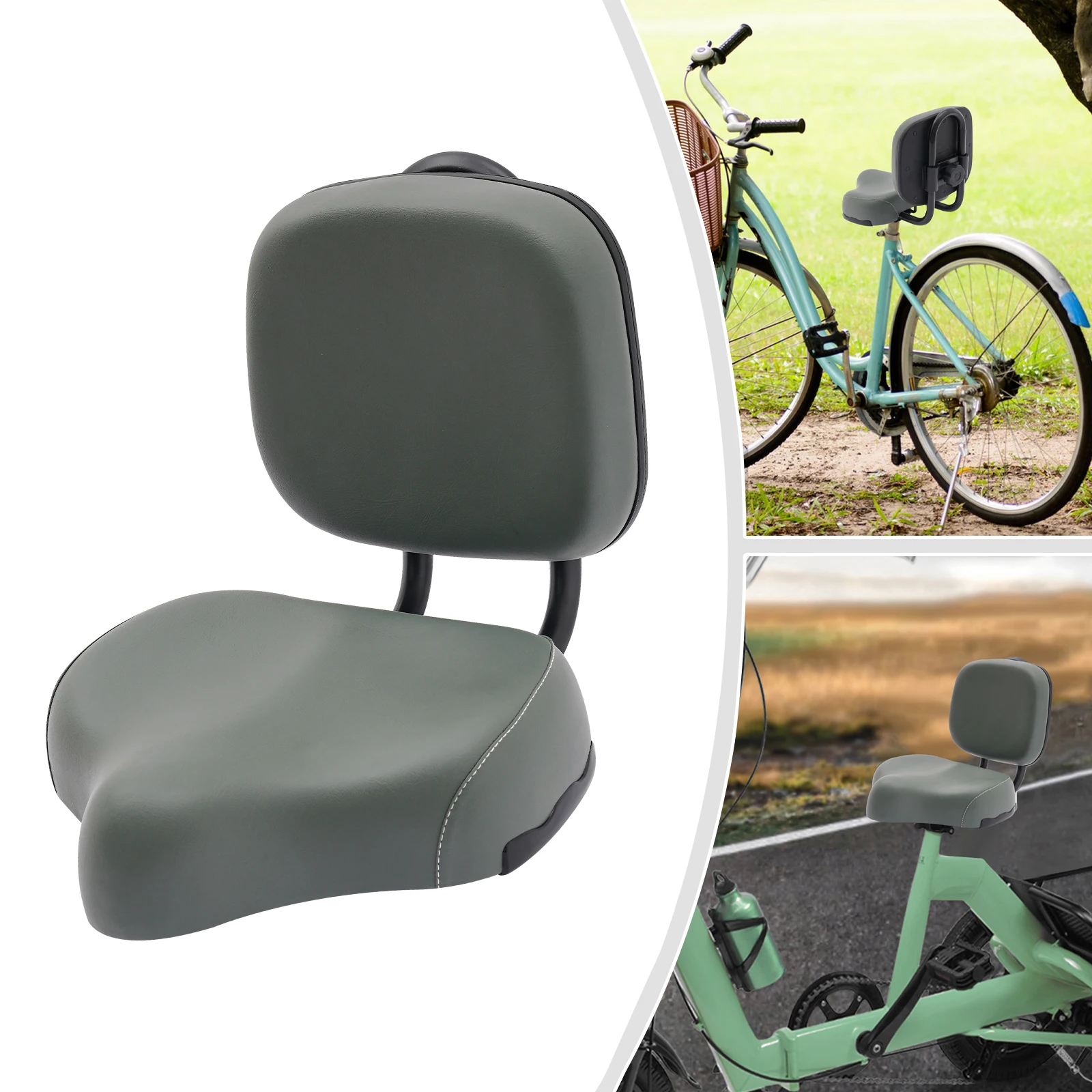 

Comfortable Tricycle Seat Wide Thick Cushion Backrest Adjustable for Adult Kids Electric Bike Beach Road