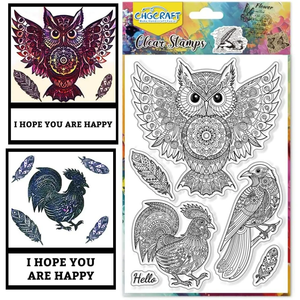 1PC Kunstfedern Klare Eule Transparente Stempel Huhn Klare Stempelsiegel für Kardieren, DIY, Scrapbooking, Foto