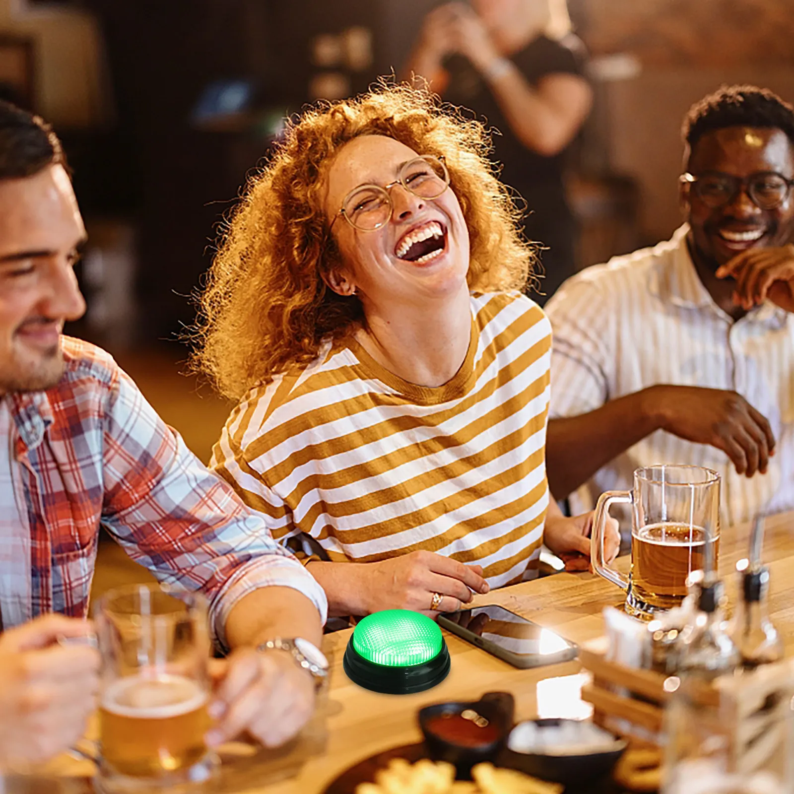 Pressable Sound Button with Light Effect – Voice Activated Party Prop for Gatherings, Pranks & Office Games