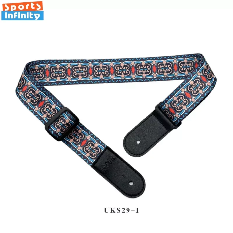 New Ethnic Style Adjustable Printed Guitar Strap Shoulder Strap for Acoustic Guitar Ukulele Bass Instrument Guitar Accessories