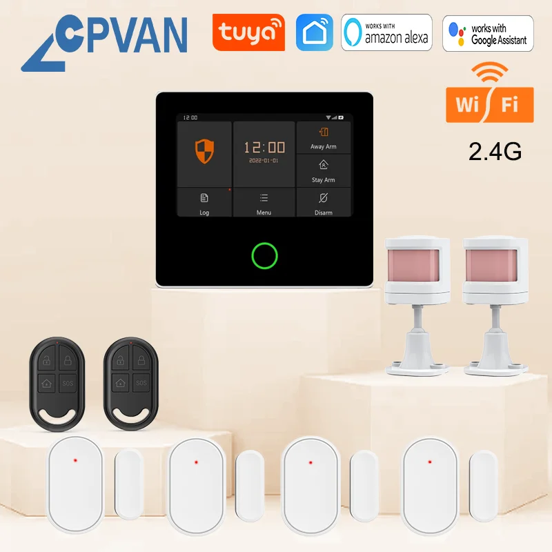 CPVAN Wireless Wifi Tuya Smart Home Security System Home Burglar safety Protection Alarm with infrared motion sensor home alarm