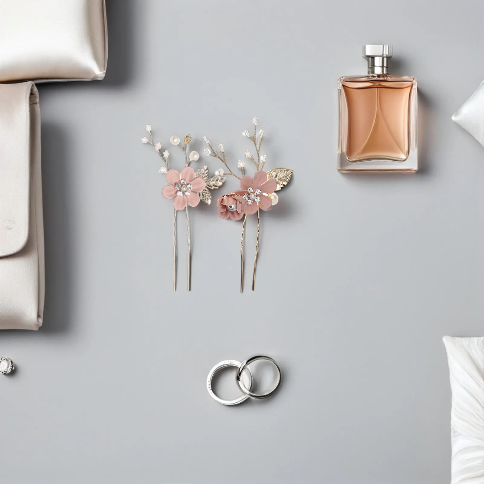 

2 шт. Изысканные свадебные заколки для волос с тканевыми цветами, аксессуары для невесты, для фотосессий, свадебных церемоний и художественных фотосъемок