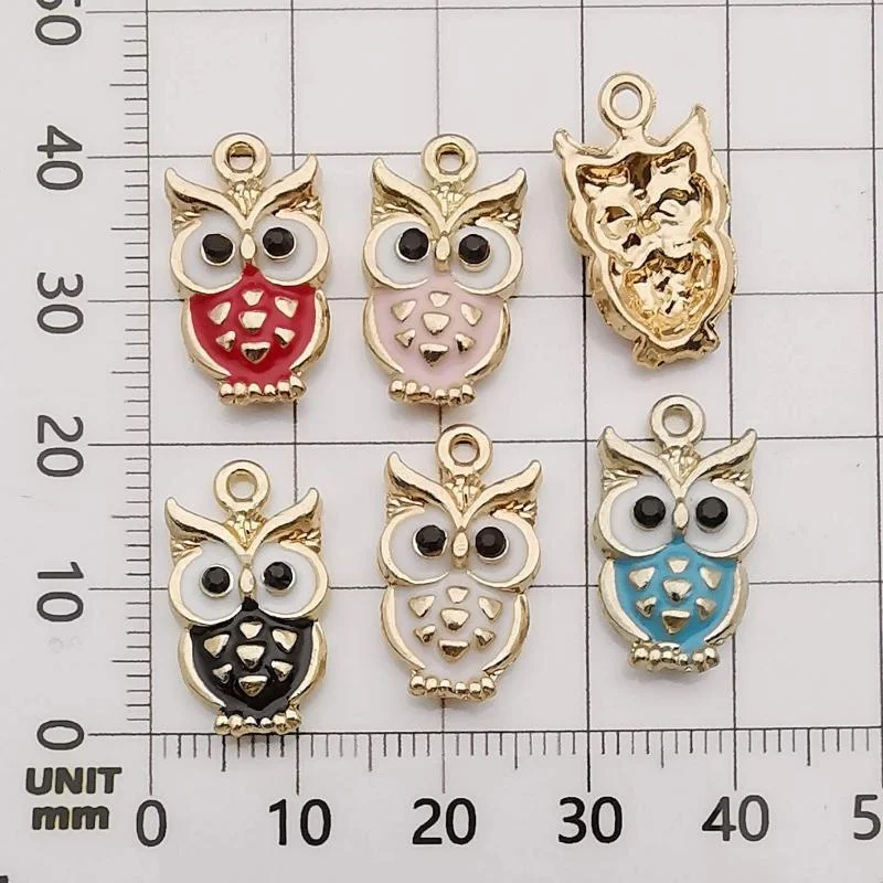 10pcs Gold Plated Enamel Owl Charms Pendant for Jewelry Making Necklace Bracelet Earring and Slime DIY Jewelry Accessories Charm