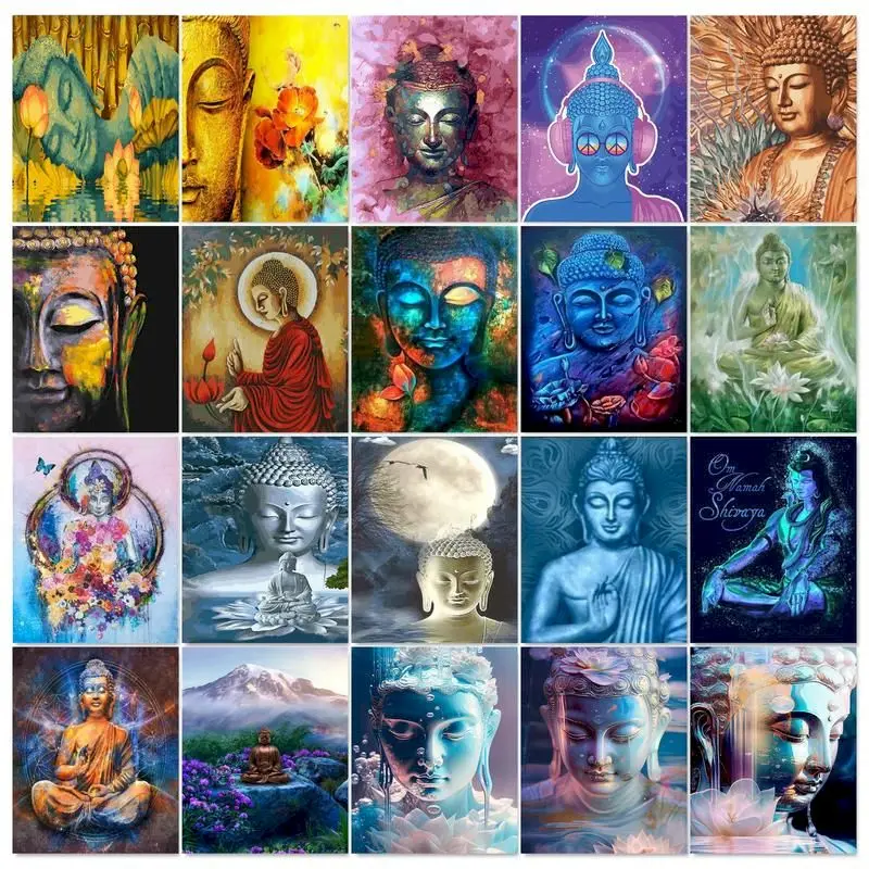 

GATYZTORY Frame Painting By Numbers Kits Canvas Painting Buddha Picture Paint By Numbers For Adults Unique Gift Home Decor Art