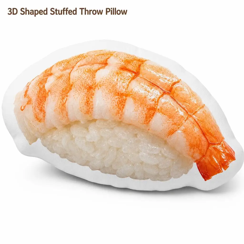 Shrimp Nigiri Sushi Plush Pillow Cushion Japanese Restaurant Chef Funny Stuffed Throw Pillow Home Decor Gift Sofa Bed