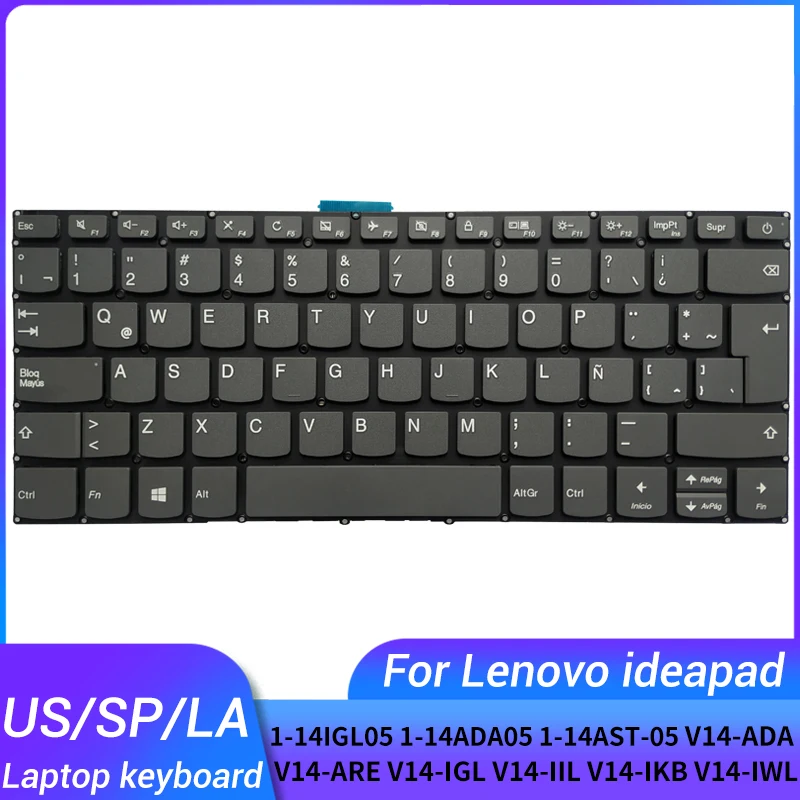 Amerykańska/hiszpańska/łacińska klawiatura do laptopa Lenovo ideapad 1-14IGL05 -14ADA05 -14AST-05 V14-ADA V14-ARE V14-IGL V14-IIL V14-IKB V14-IWL