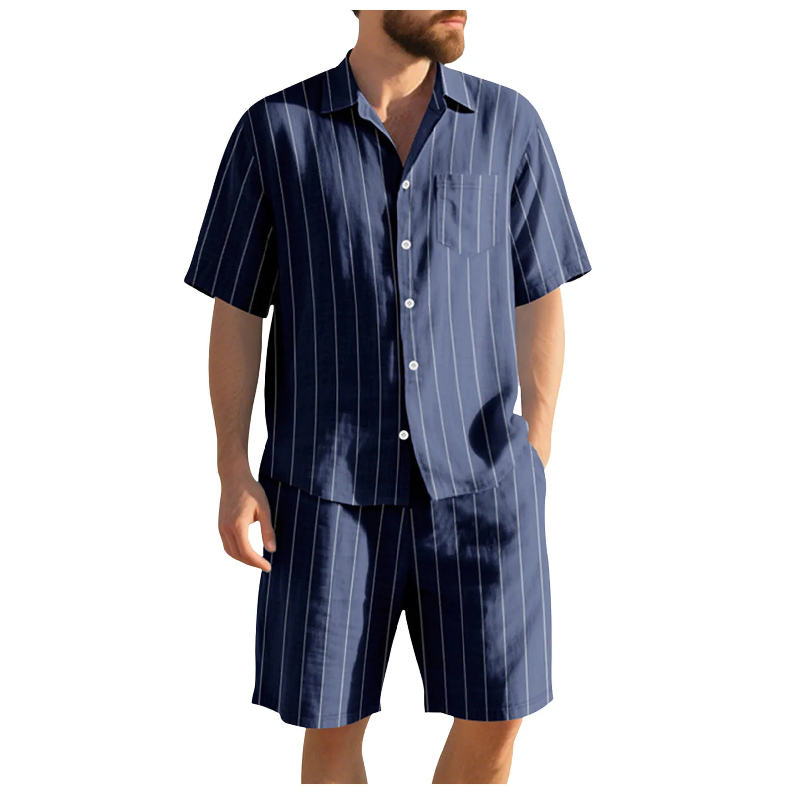 

Mens Formal Wear Mens 2 Piece Beach Vacation Set Shirts And Shorts Suit Outfits Plain Track Suits for Men
