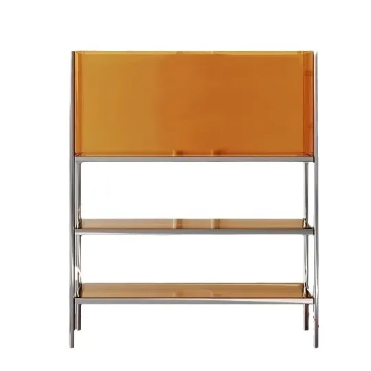Acrylic storage storage rack Internet celebrity sofa side cabinet Metal floor display rack Living room small transparent shelf