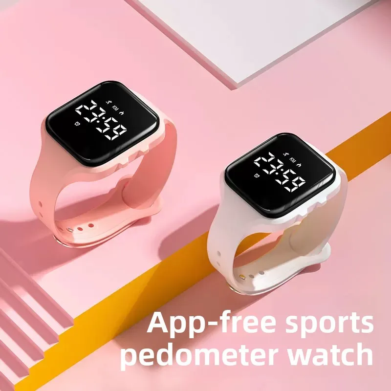 Kids LED Digital Silent Vibrate Alarm Smart Watch Swimming Waterproof Electronic Watch for Teens Sports Running Pedometer
