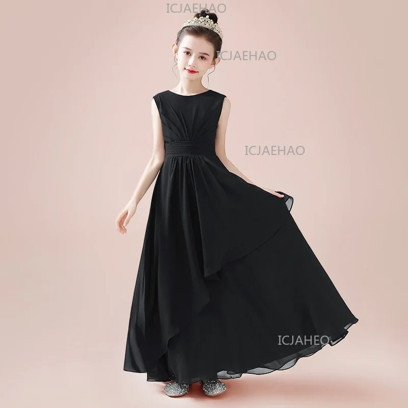 New Children Girls Evening Long Dress Violin Performance Piano Concert Show Host Recitation Competition Pageant Gown Costume