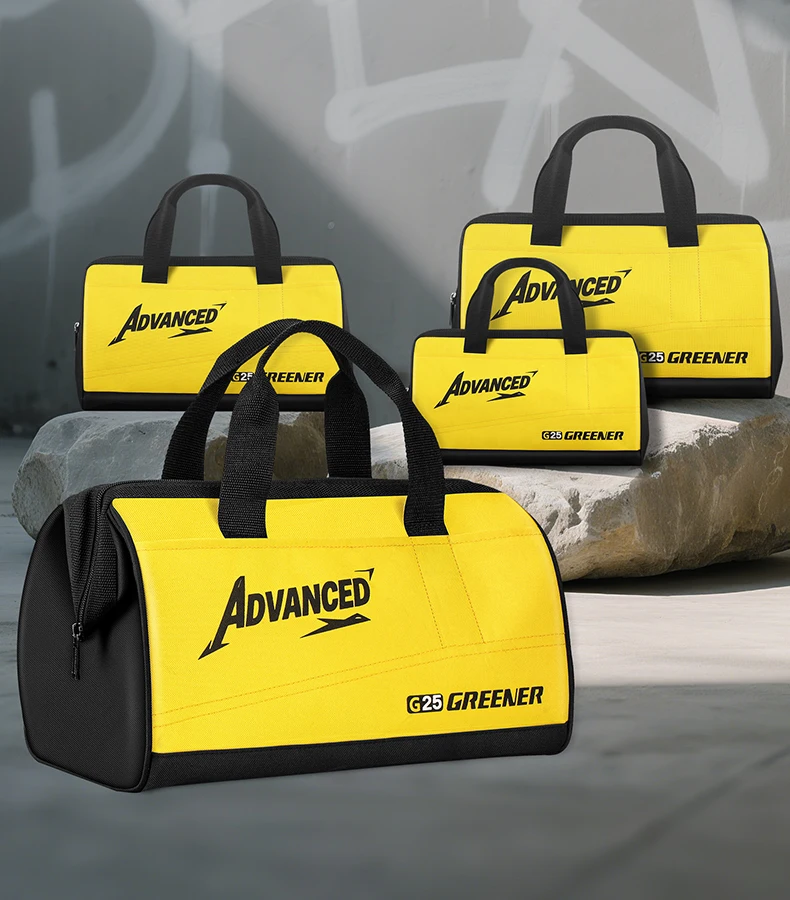 ヘビーデューティー厚手キャンバスツールバッグ 電気技師用 5層補強 防水 ポータブルオーガナイザー ハンマー用広々スペース