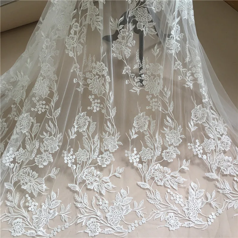 Embroidery Lace Fabric with Sequins, Wedding Dress Fabric, Flower Duolei Si, DIY Accessories, RS316