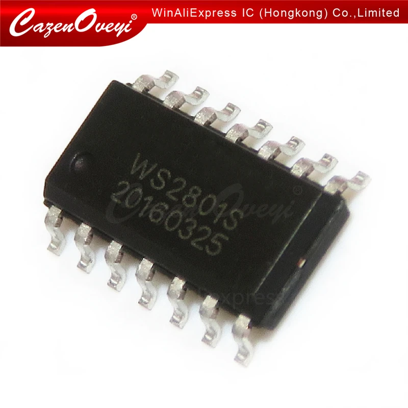 

100 шт./лот WS2801SO WS2801S WS2801 IC; SMD-чип, микросхема драйвера светодиодов, 100% совместимая, для полноцветных RGB-лент и пиксельных модулей, SOP-14, в наличии