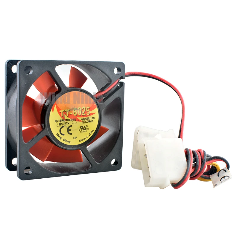 

TT-6025 A6025L12S 6cm 60mm fan 60x60x25mm DC12V 0.12A Quiet cooling fan for chassis CPU power supply