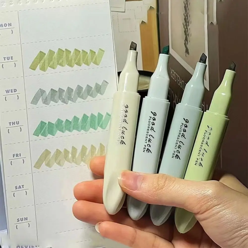 4Pcs Pastel Highlighter Set Marker Pens Double Head Soft Brush Tip For Drawing Painting Office Liner Kawaii School Supplies