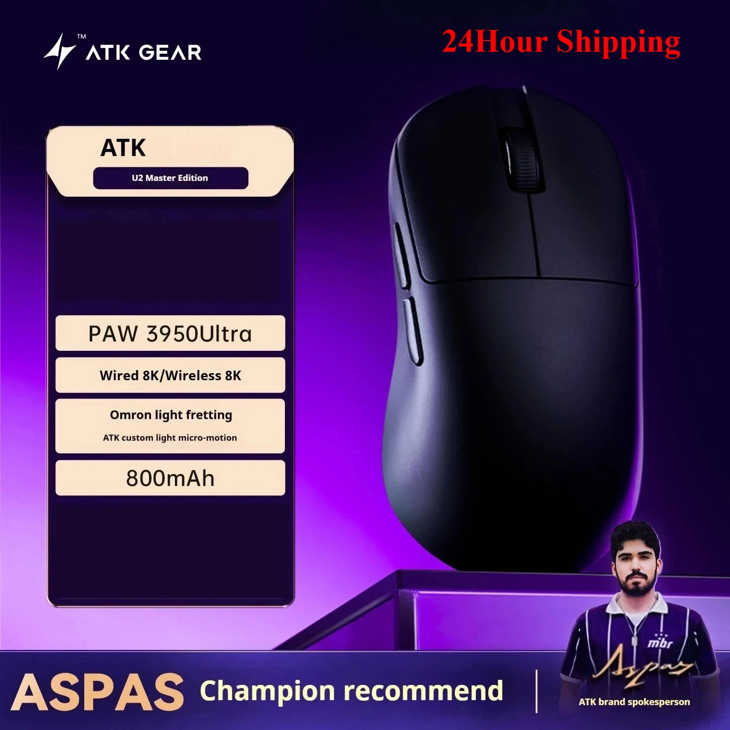 NEW ATK BlazingSky U2 INSTOCK PAW3950 8k Wireless Gaming Mouse 3mode Ultra Double 44g Lightweight E-sport Mouse Custom Accessory