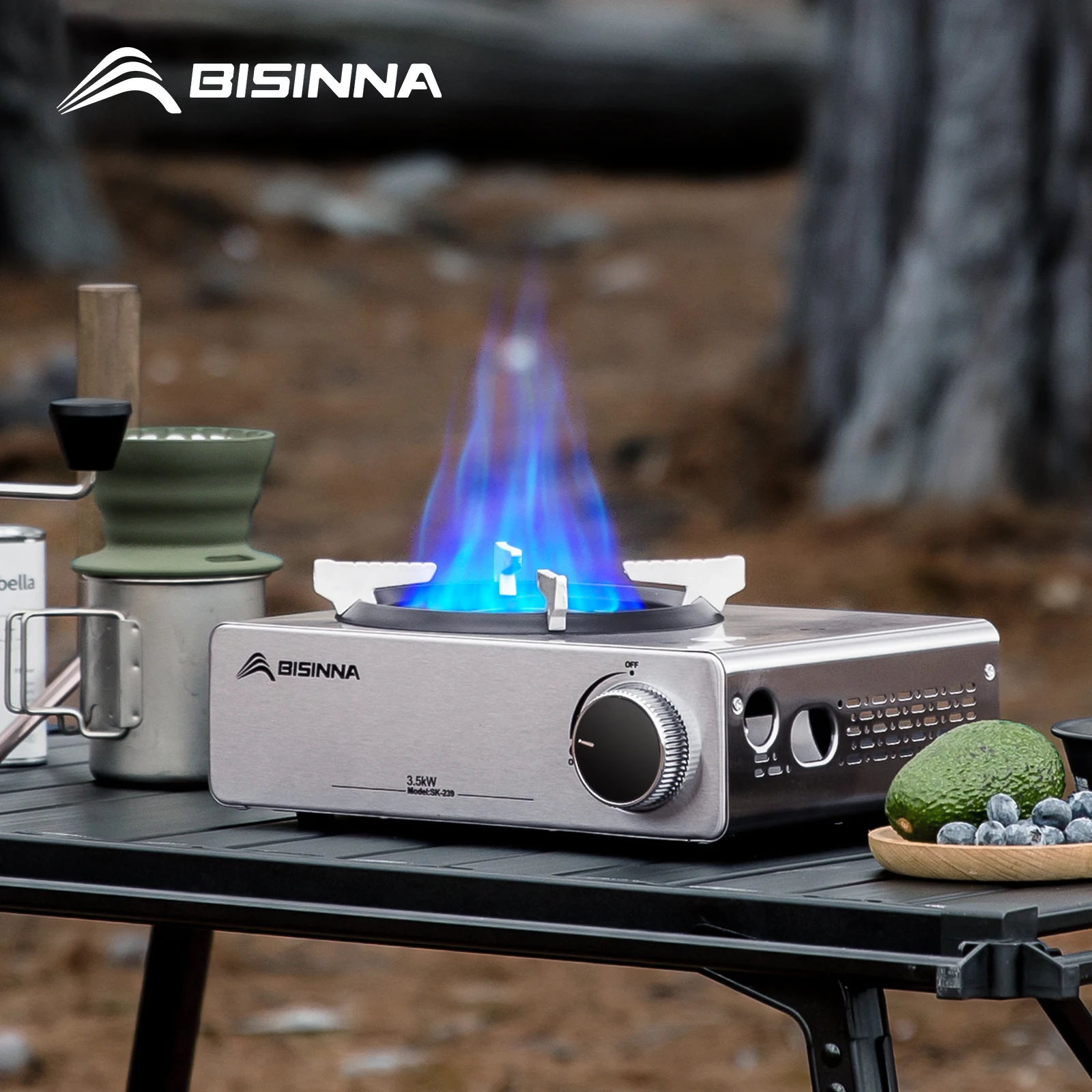 BISINNA Camping Gas Stove Portable Stainless Steel Gas Burner Cassette Furnace for Picnic Hiking Trips