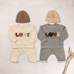 2PCS Newborn Baby Boys Girls Clothes Set Toddler Sweatshirt Letter Long Sleeve+Pants Children Kids Outfits Autumn