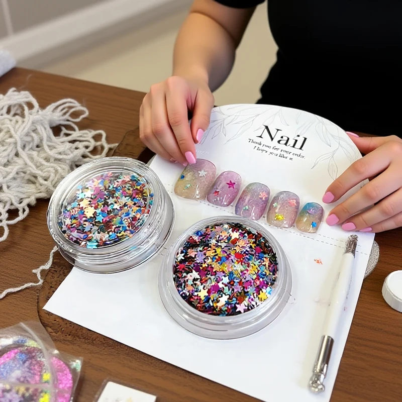 1 caixa brilho arte do prego glitter lantejoulas misturadas em forma de estrela lantejoulas flocos para arte do prego decalques 3d acessórios