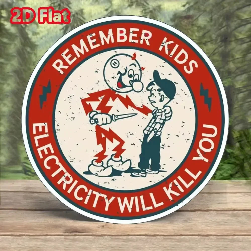 Vintage Remember Kids Electricity Will Kill You Big Stickers for Cartoon Water Bottles Home Anime Cute Kid Decor Fun Bumper Wall