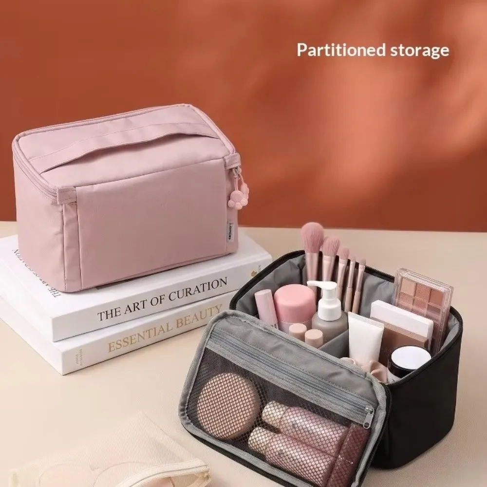 Large Capacity Makeup Organizer Bag Portable With Dividers Cosmetic Storage Pouch Versatile Travel Cosmetic Pouch Travel