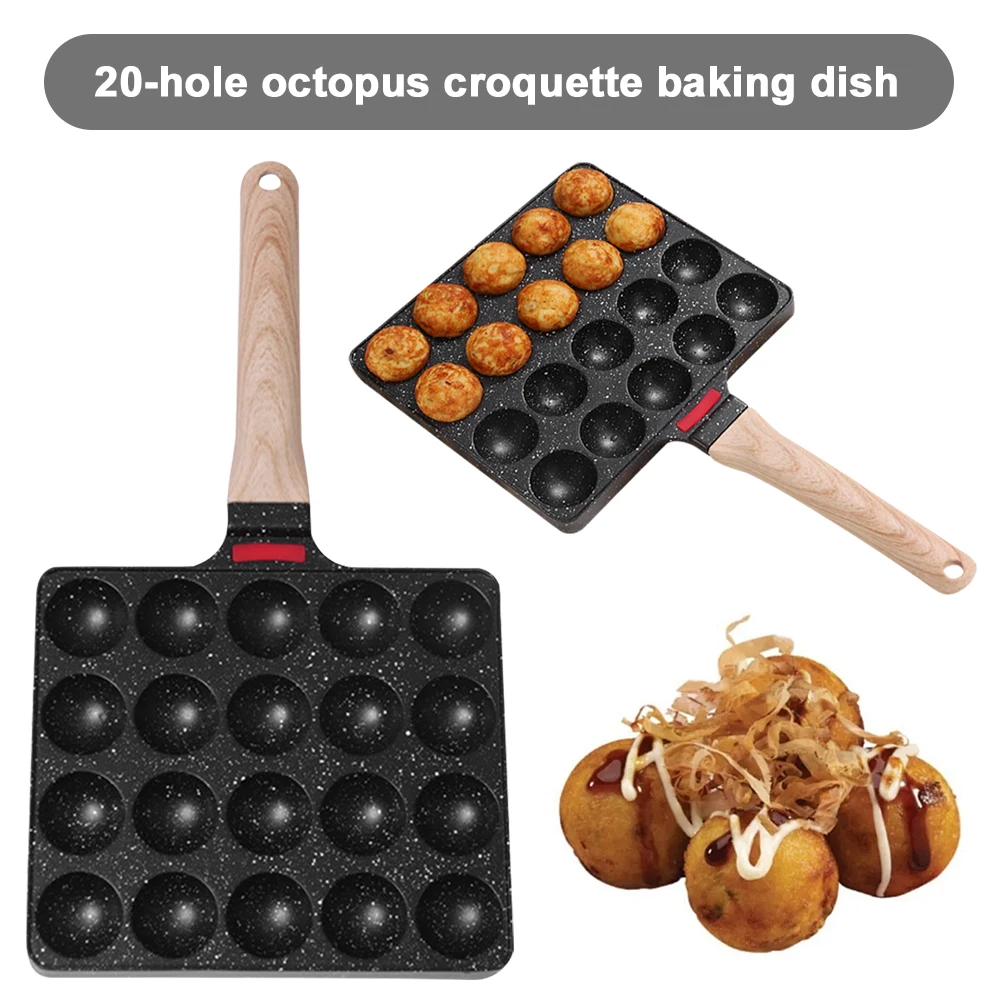 Nonstick Takoyaki Pan 20 Compartment Holes Takoyaki Grill Pan Plate Octopus Ball Baking Tray Perfect for Octopuses Balls Pancake
