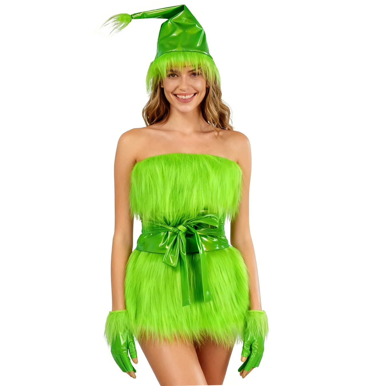 Disfraz de monstruo peludo verde para Halloween, disfraz de fiesta de Navidad para adultos, uniforme divertido, monstruo de terror
