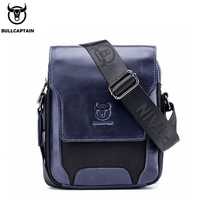 Bullcaptain Cowhide Leather Men Business Shoulder Crossbody Bags Patchwork Handbags Casual Messenger Clutch Travel Tote JYB034