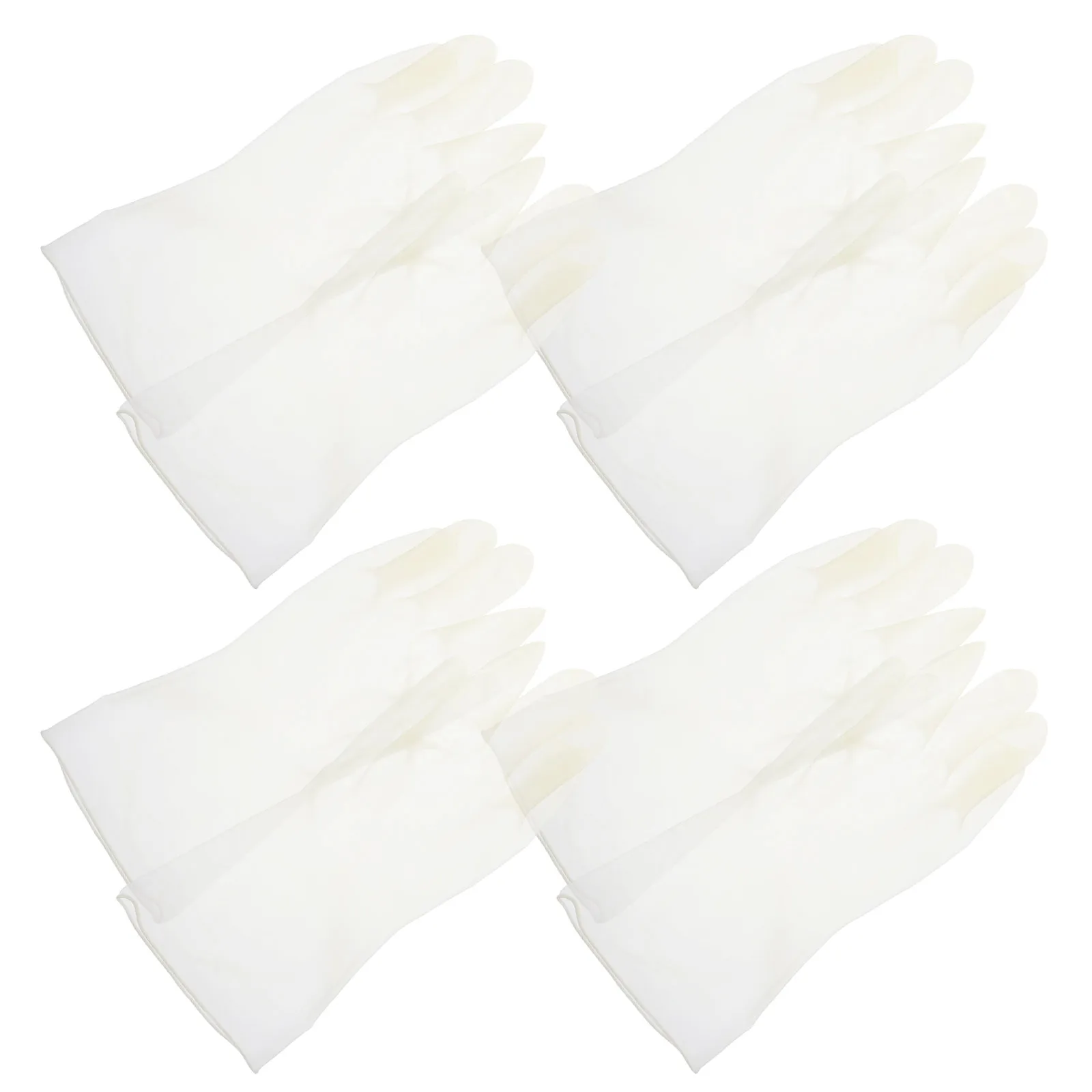 

4 Pairs PVC Waterproof Gloves for Cleaning Dishwashing Kitchen Large L Reusable Durable H Protection White Color