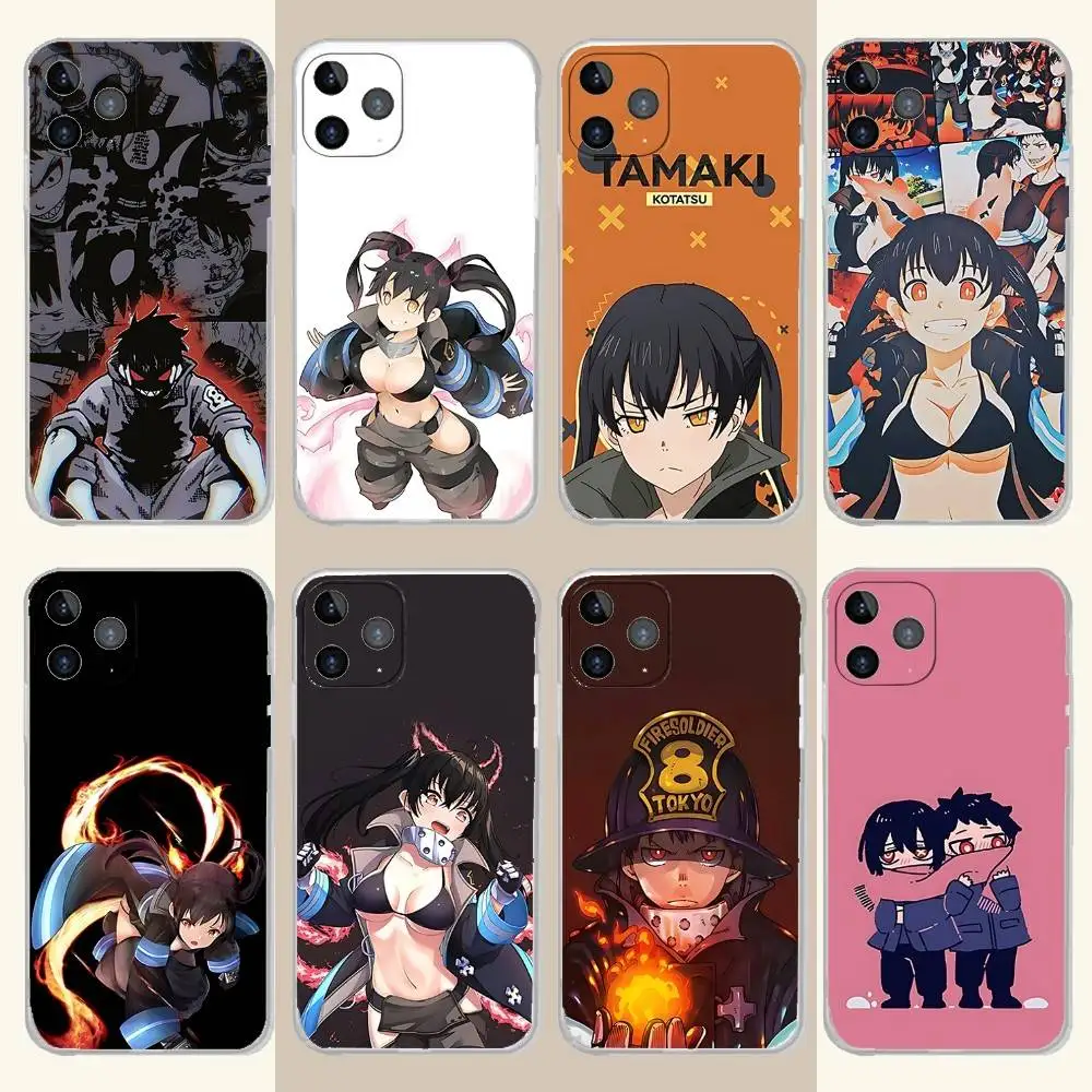 เคสโทรศัพท์ลายอนิเมะ F-Fire สำหรับ iPhone 17,16,15,14,13,12,11 Pro,Max,Plus,X,XS,XR,SE4,E Mini แบบใส นิ่ม