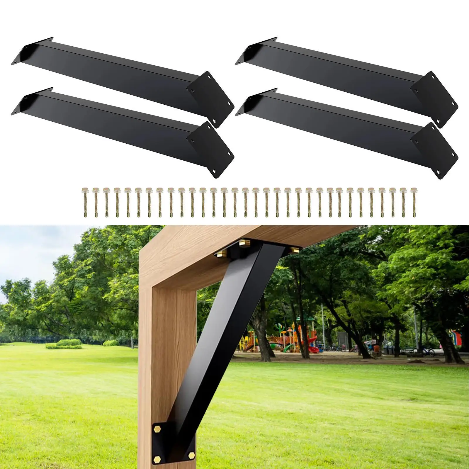 DIY Pergola Brace 45 Degree Iron Corner Support Bracket Reliable Wood Post Structure Stand for Gazebos and Carports