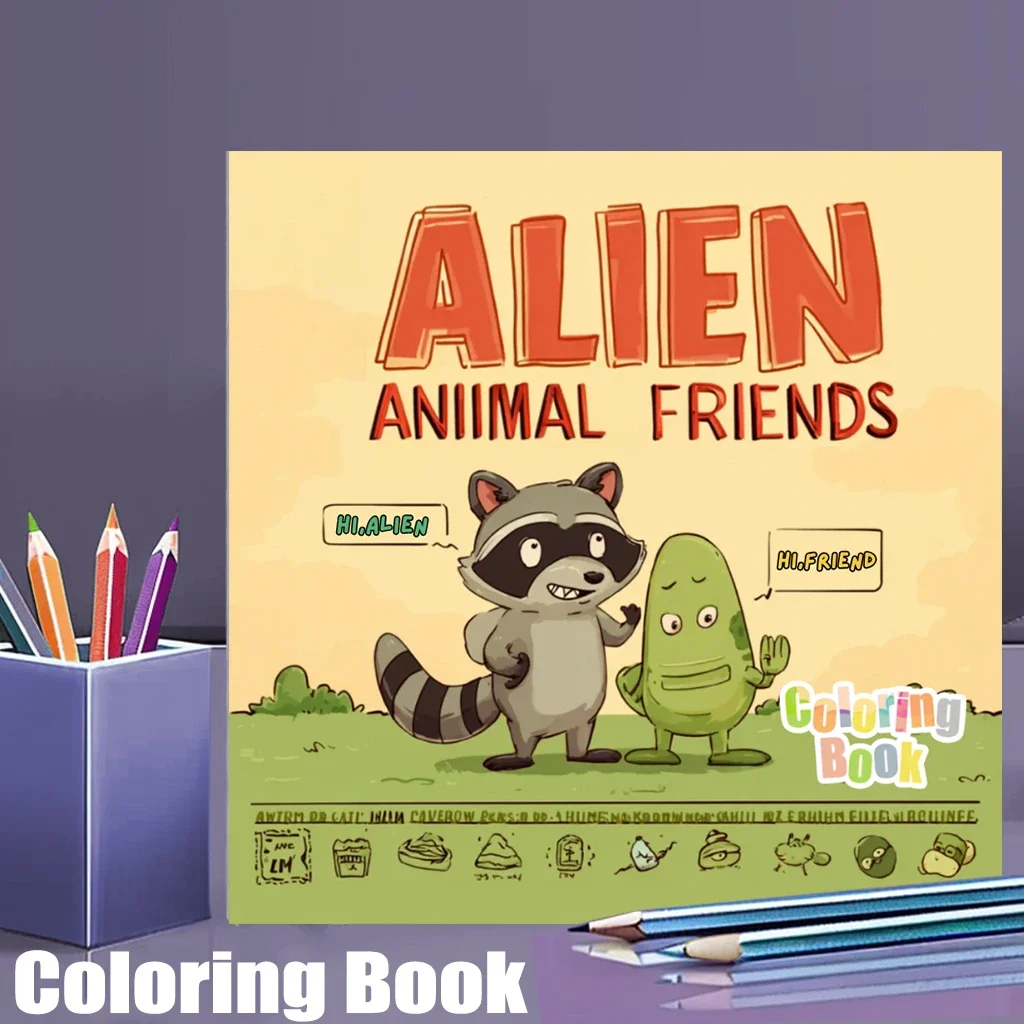 

Книжка-раскраска Alien Animal Friends для взрослых | 28-страничная книжка-раскраска, принадлежности для рисования на Рождество, День Благодарения