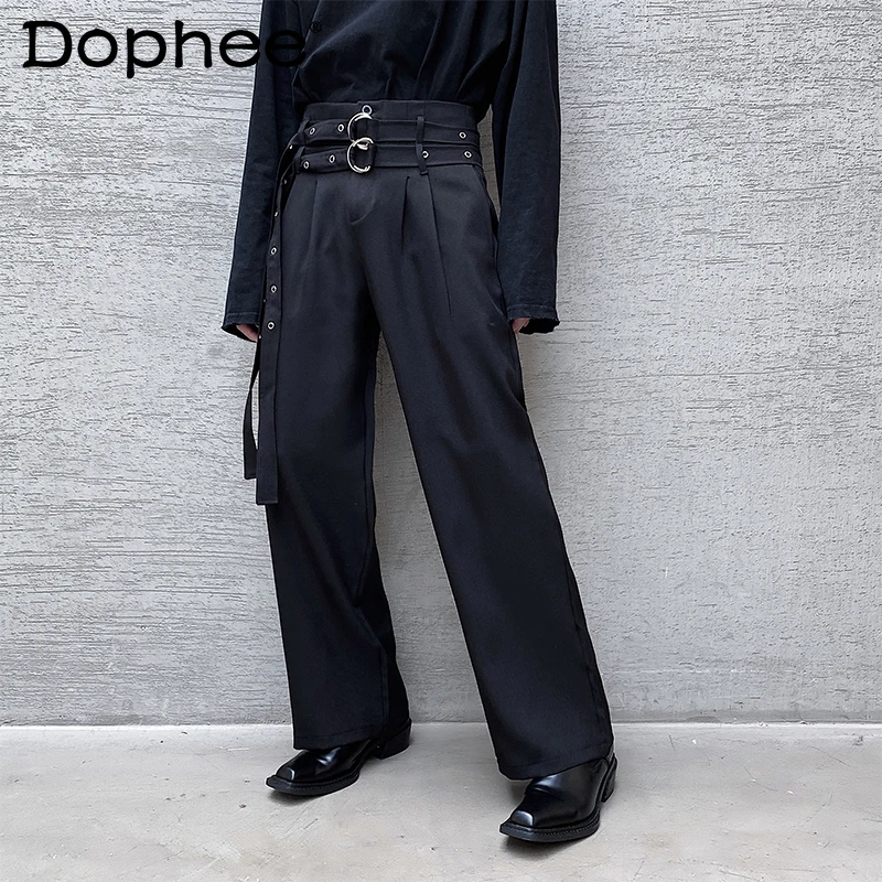 

Male Retro High-waist Chic Small Suit Trousers Men's 2025 Four-season Wear Loose Comfort Straight Wide-leg Trousers Trendy Pants