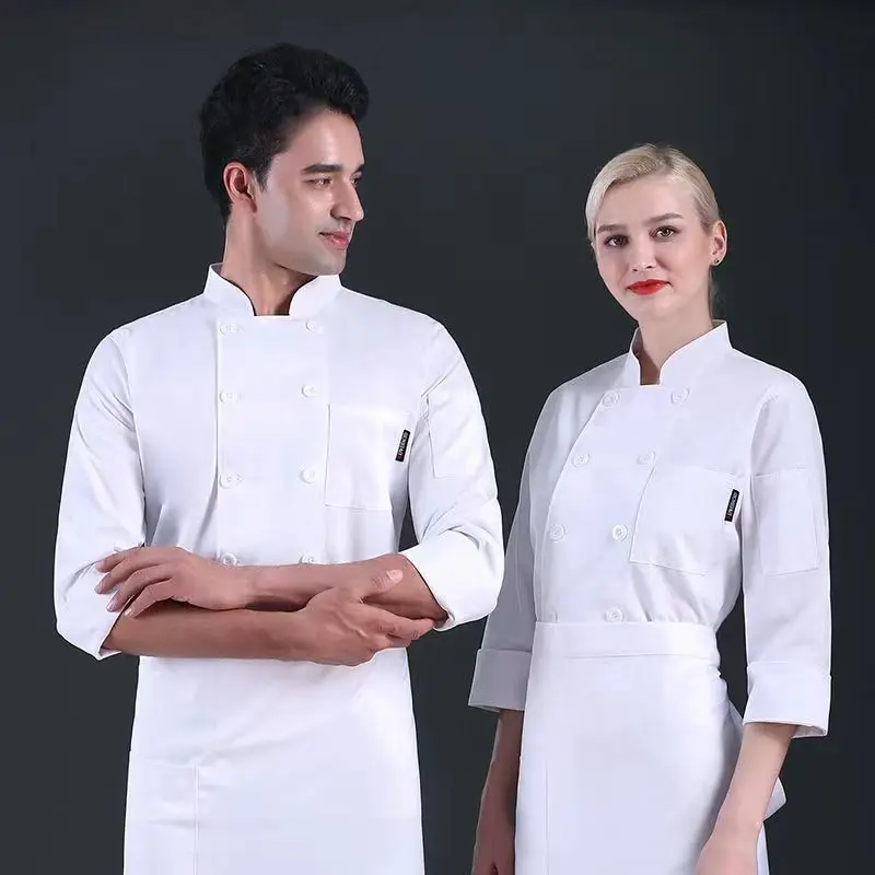 

New Unisex Breathable Chef Workwear Catering Hotel Restaurant Uniform Short Long Sleeve Kitchen Service Outfit