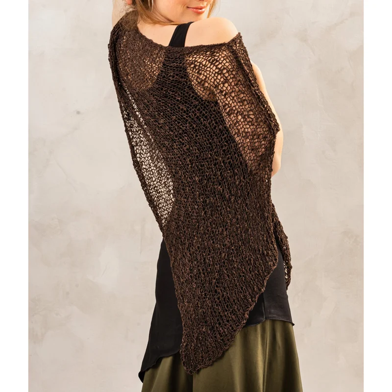 Combhasaki Women Knitwear Bikini Cover-up See-through Solid Off Shoulder Irregular Triangle Hem Loose Pullover Summer Beach Tops