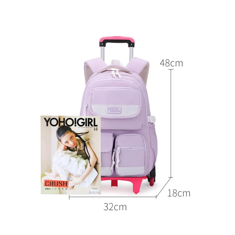 School Backpack with Wheels Trolley School Bag for Teenagers Girls Rolling Backpack Students Children Schoolbag Travel Bags