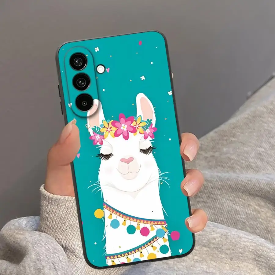 Llama Warm Floral Winter Phone Cover Case for Samsung Galaxy A57 A05 A23 A53 A17 A25 A16 A37 A15 A52 A36 A06 A73 A51 A55 A13 A41