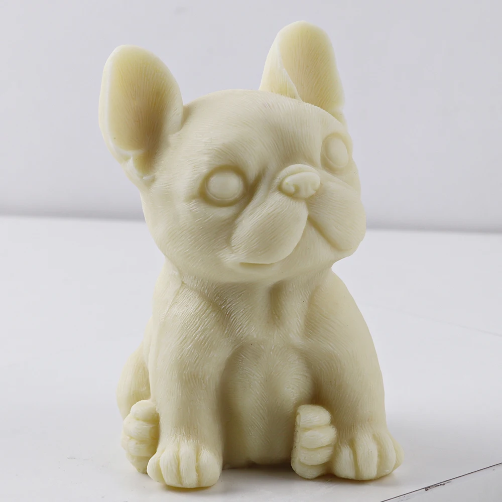 Cute France Bulldog Silicone Candle Mold 3D Animal Dog Scented Candle Making Plaster Soy Wax Soap Mould Cake Dessert Baking Mold